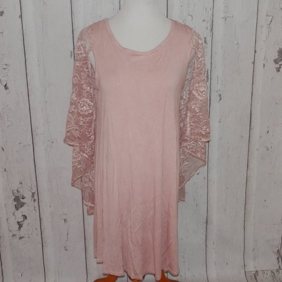 Andree by UNIT Women's Large Light Pink Lace Attached Cape Casual Dress 3560 - Picture 1 of 9